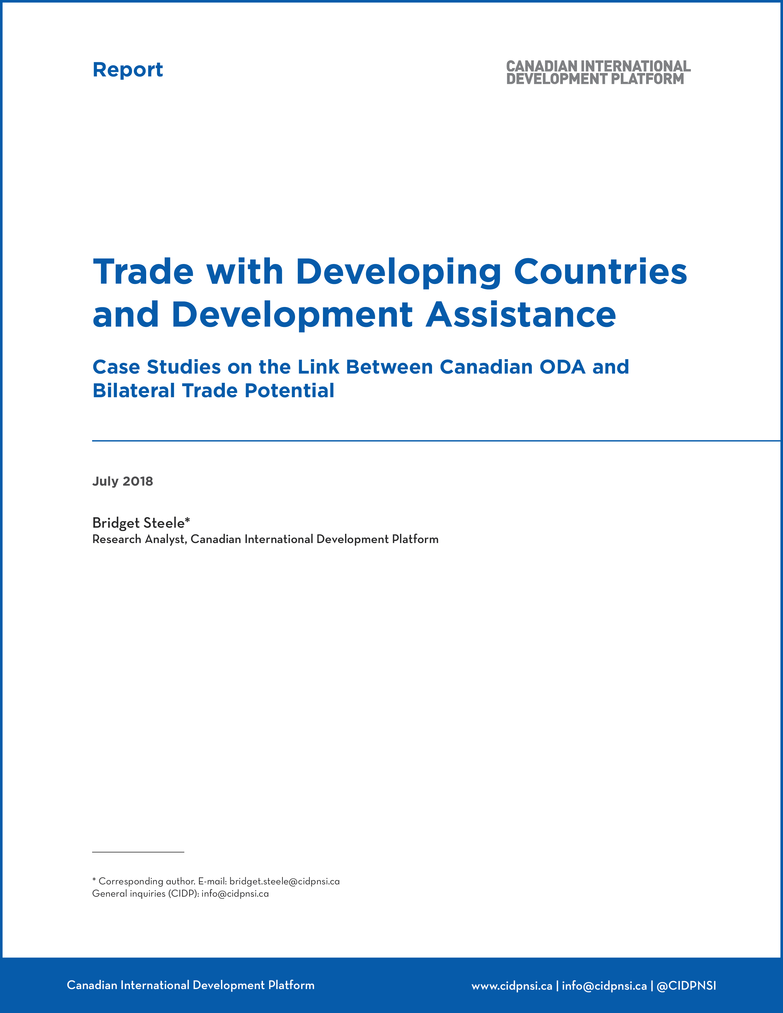 Canadian Development Assistance and Trade Linkages